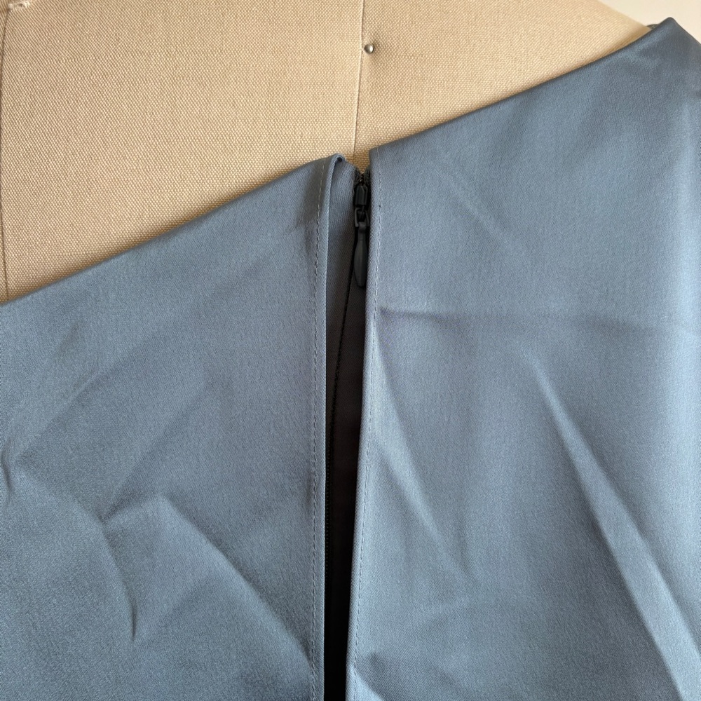 Theia One-Shoulder Slate Blue Evening Gown - Picture 7 of 11